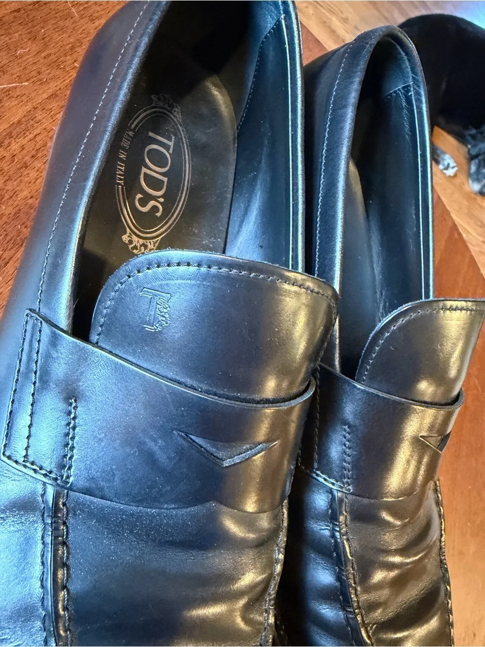 Tod's Black Leather Penny Loafers - Men's Slip-On Dress Shoes